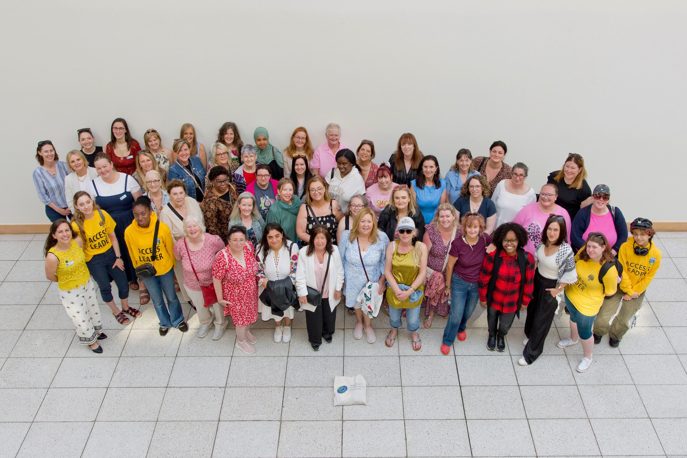 A large group of UCD Think Again students stand together for a picture.