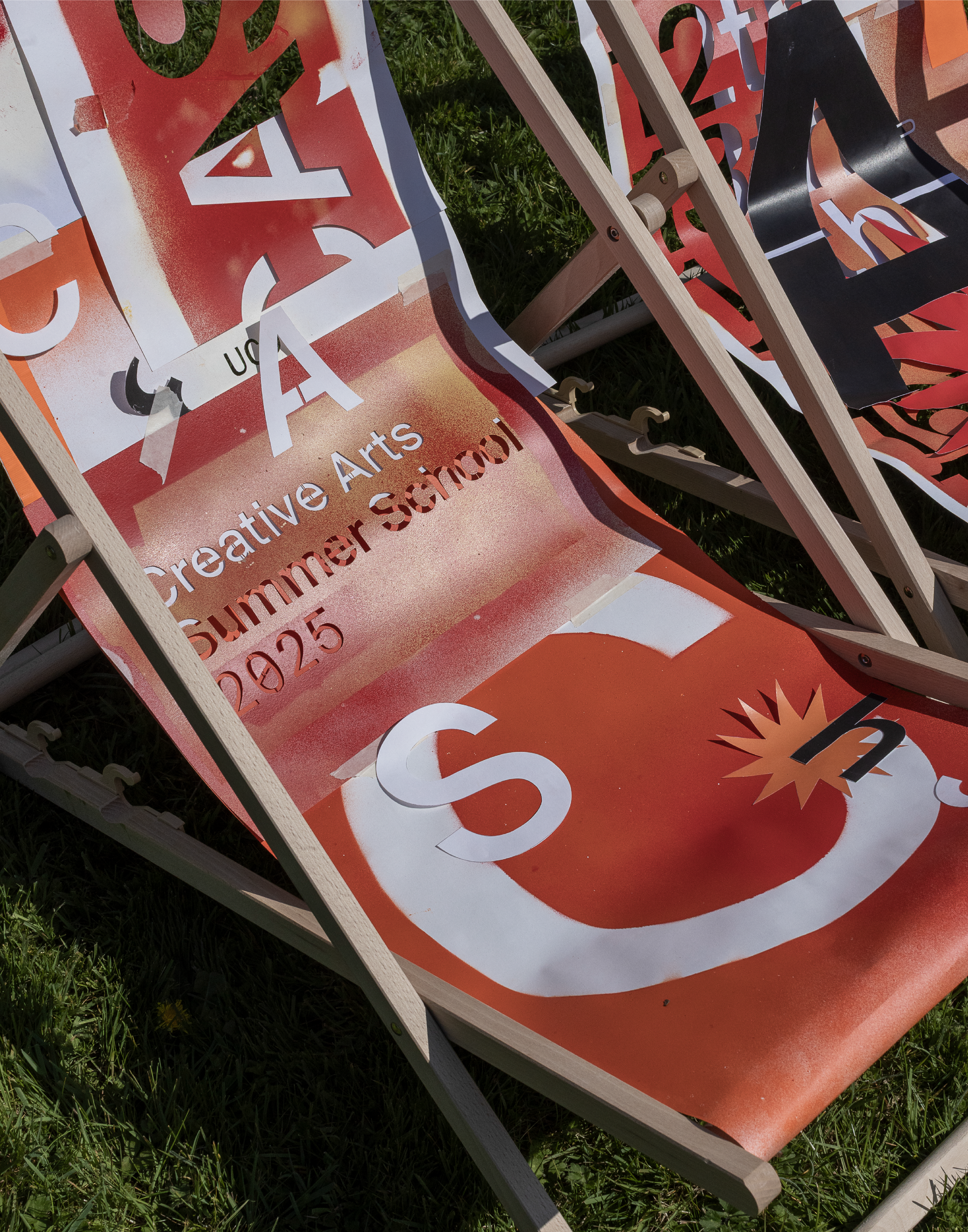 Deckchair with logo for Creative Arts Summer School