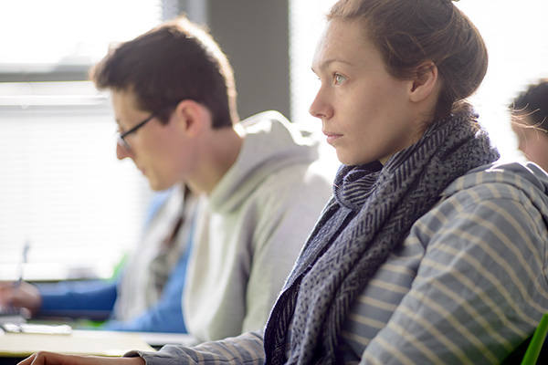 Students in a lecture theatre