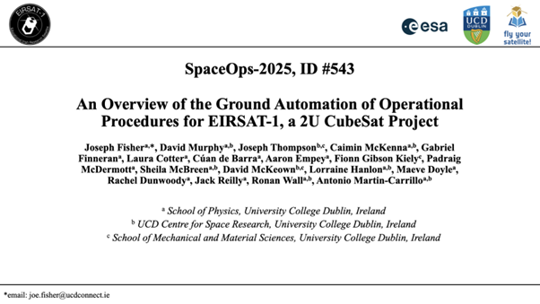 EIRSAT-1 presented at the SpaceOps 2025 Conference