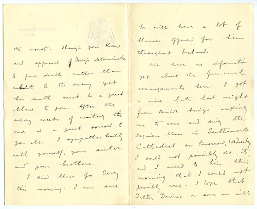 Handwritten letter across two pages