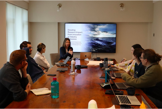 Emer Caslin Gving a Talk on Funding and Industry