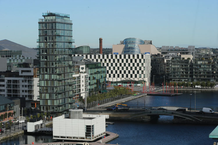 Dublin's Grand Canal Dock on a sunny day