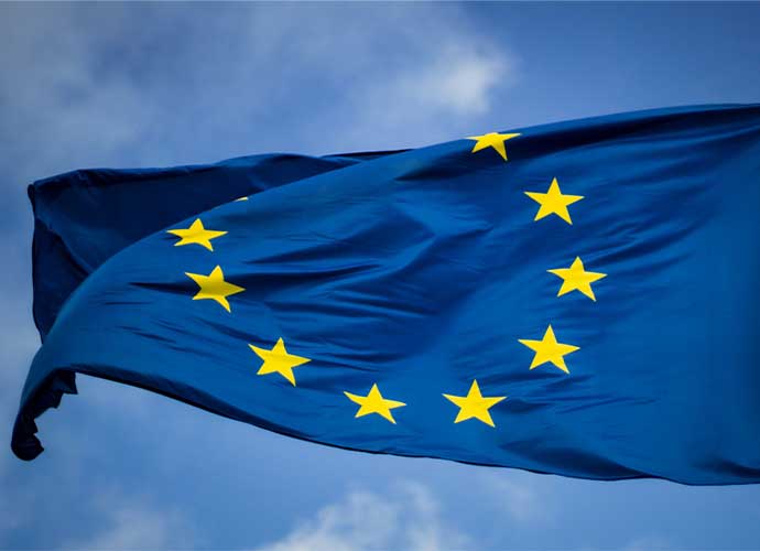 EU flag blows in the wind.