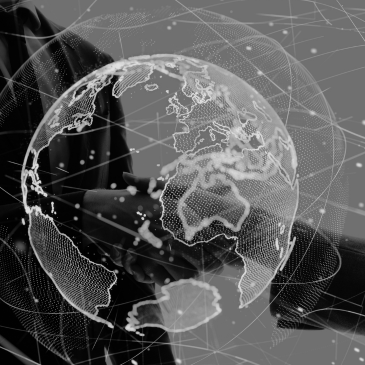 Black and white digital globe