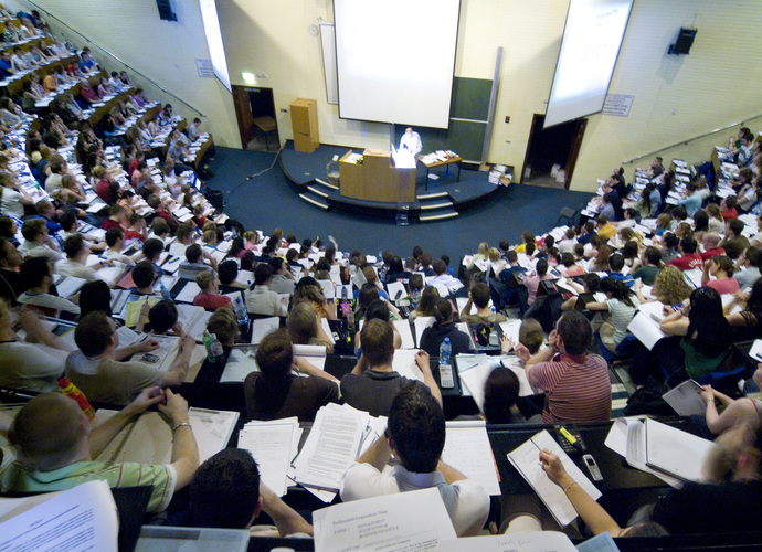 UCD Theatre L - photo of accounting students preparing for exams