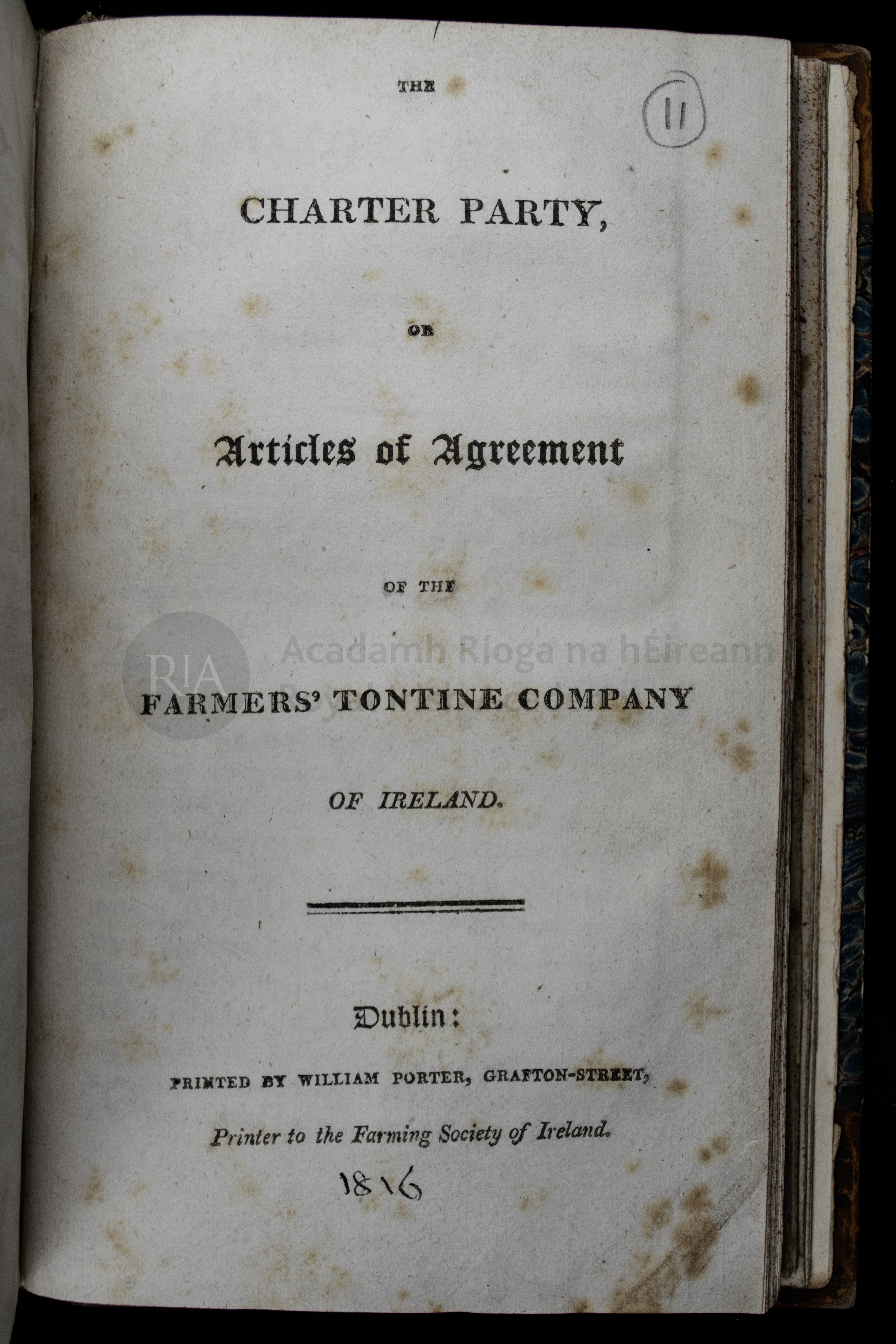 Articles of Agreement of the Farmers' Tontine Company of Ireland (1814)